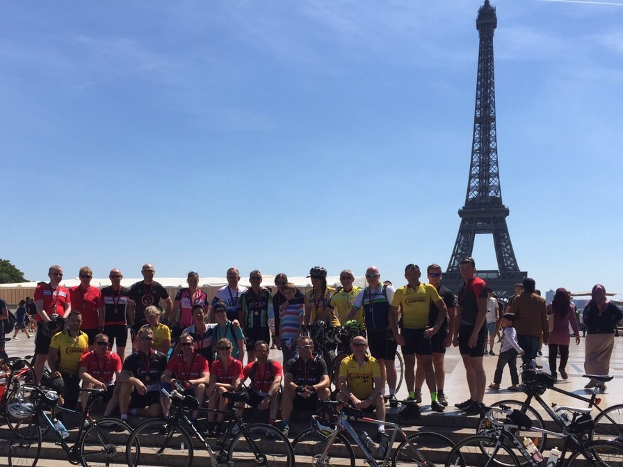Group of challengers outside eiffel tower